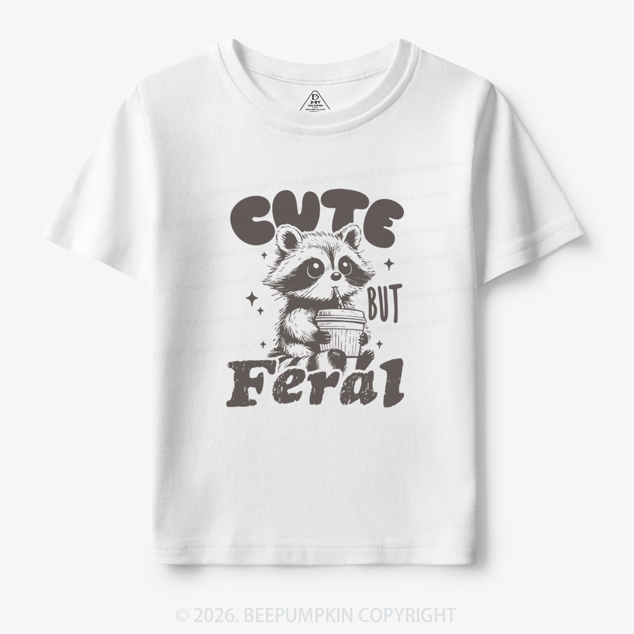 Funny Raccoon Cute But Feral Toddler&Kid's Tees