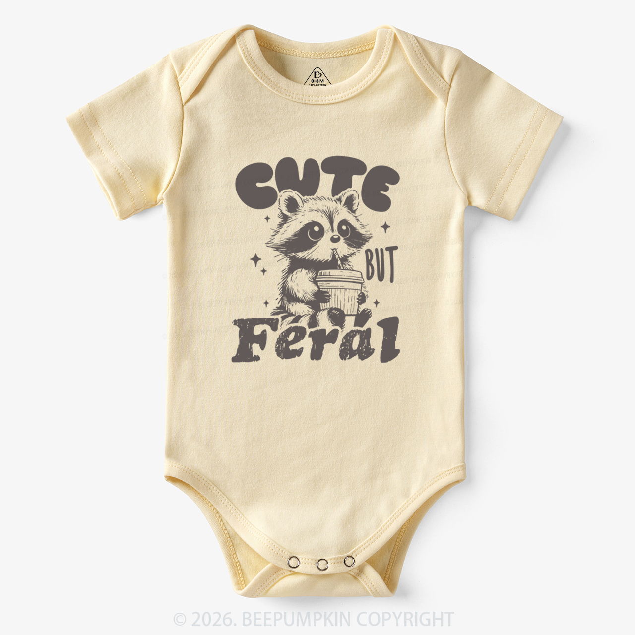 Funny Raccoon Cute But Feral Bodysuit
