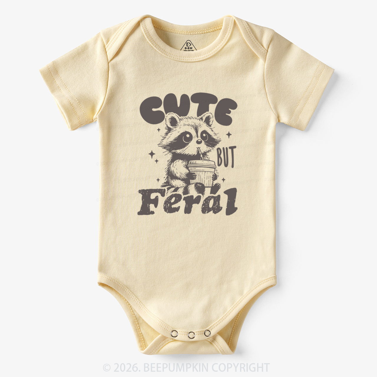 Funny Raccoon Cute But Feral Bodysuit