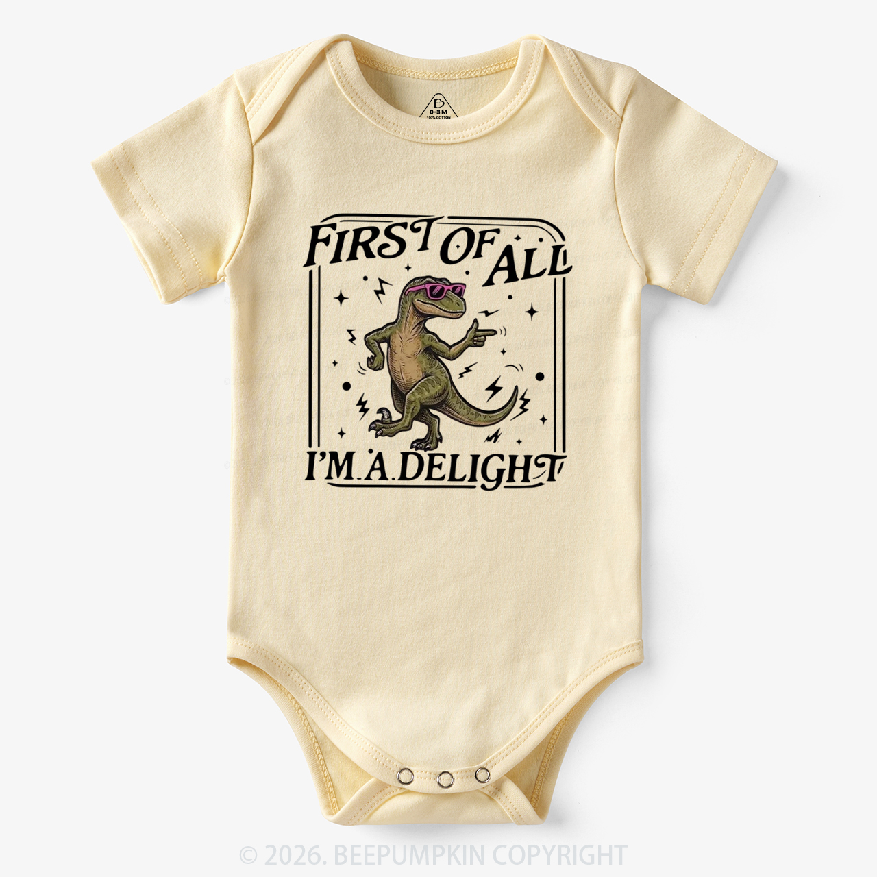 First of All I'm a Delight Funny Dinosaur Bodysuit