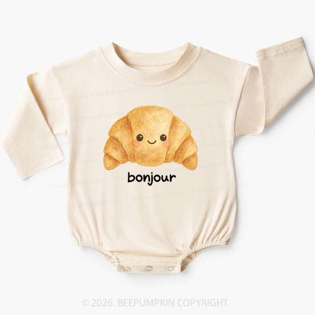 Bonjour Cute Croissant Baby Bubble Romper