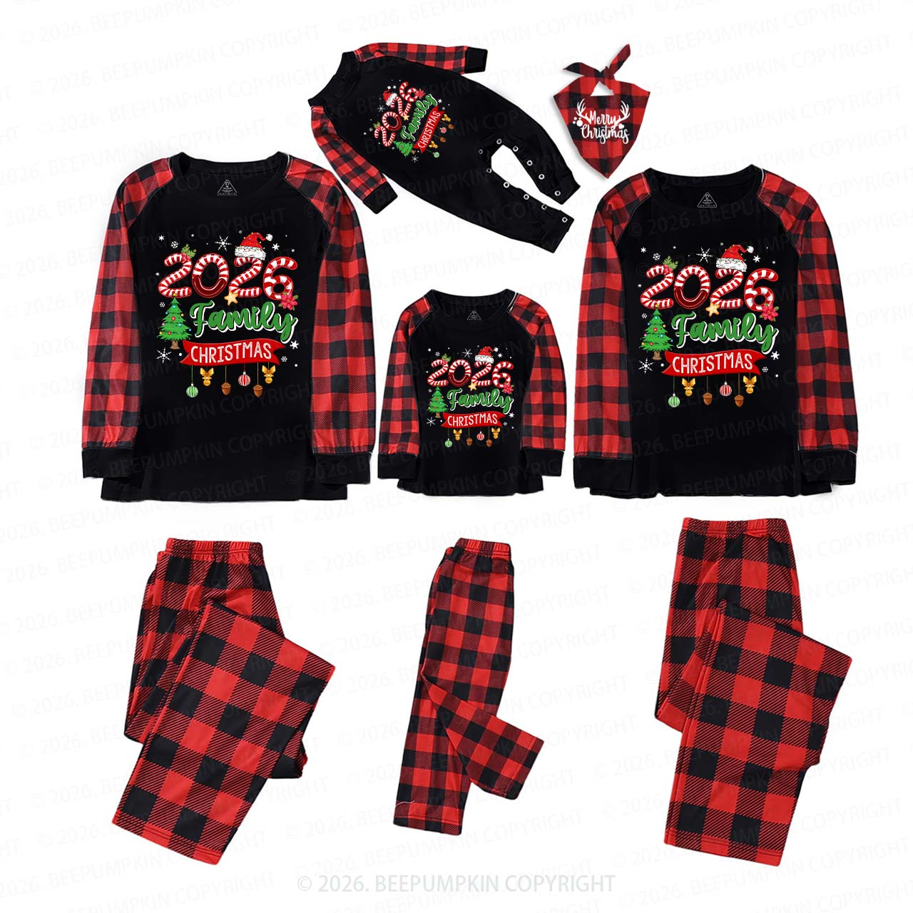 2025 Light Tree Christmas Family Matching Pajamas
