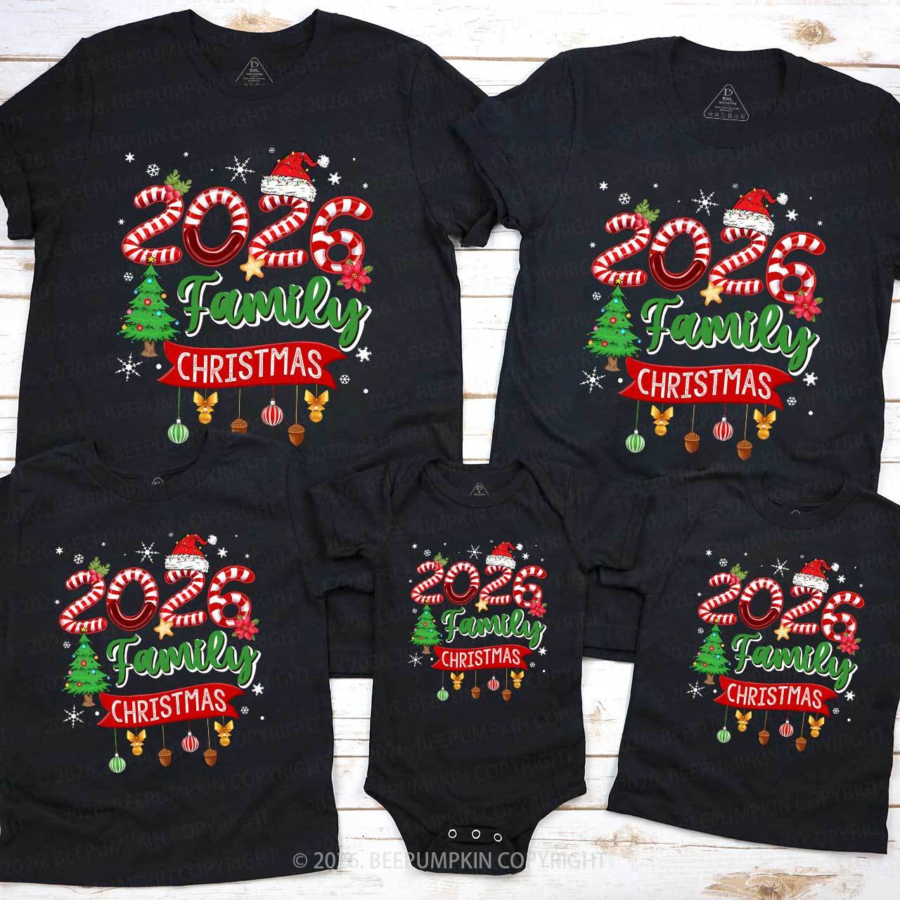 2026 Light Tree Christmas Shirt Family Matching T-Shirts