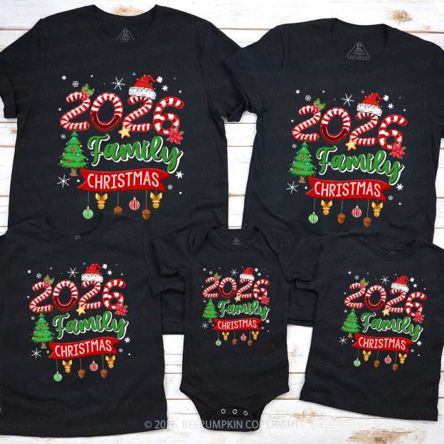 2026 Light Tree Christmas Shirt Family Matching T-Shirts