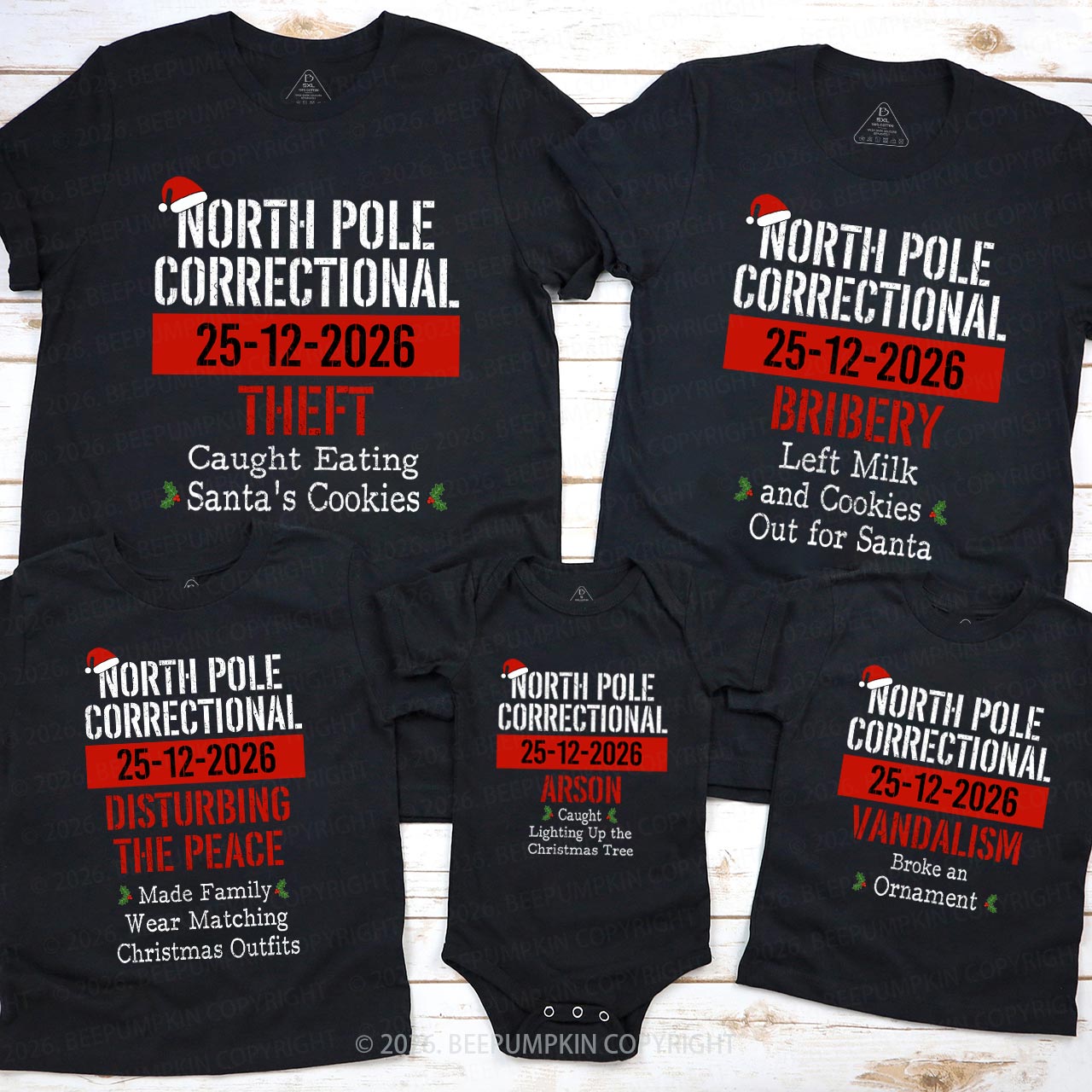 Funny Group Christmas North Pole Correctional Matching T-shirts Beepumpkin