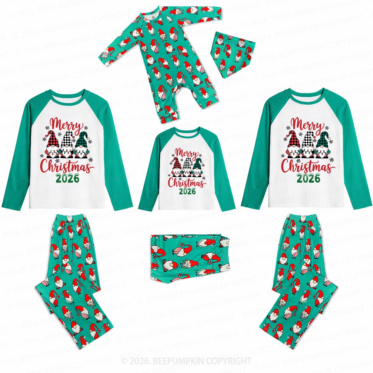 2026 Holiday Gnome Squad Family Matching Christmas Gnomes Pajamas Beepumpkin