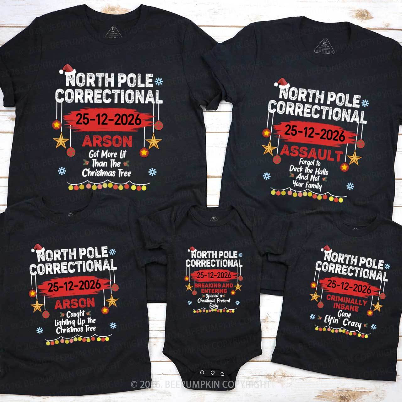 Personalized 2026 North Pole Correctional Matching T-Shirts Beepumpkin