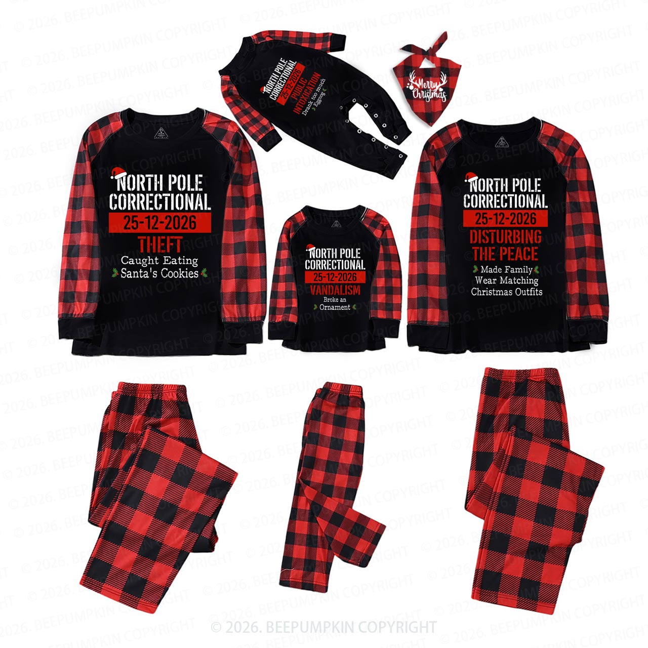 Funny Group Christmas North Pole Correctional Matching Pajamas Beepumpkin
