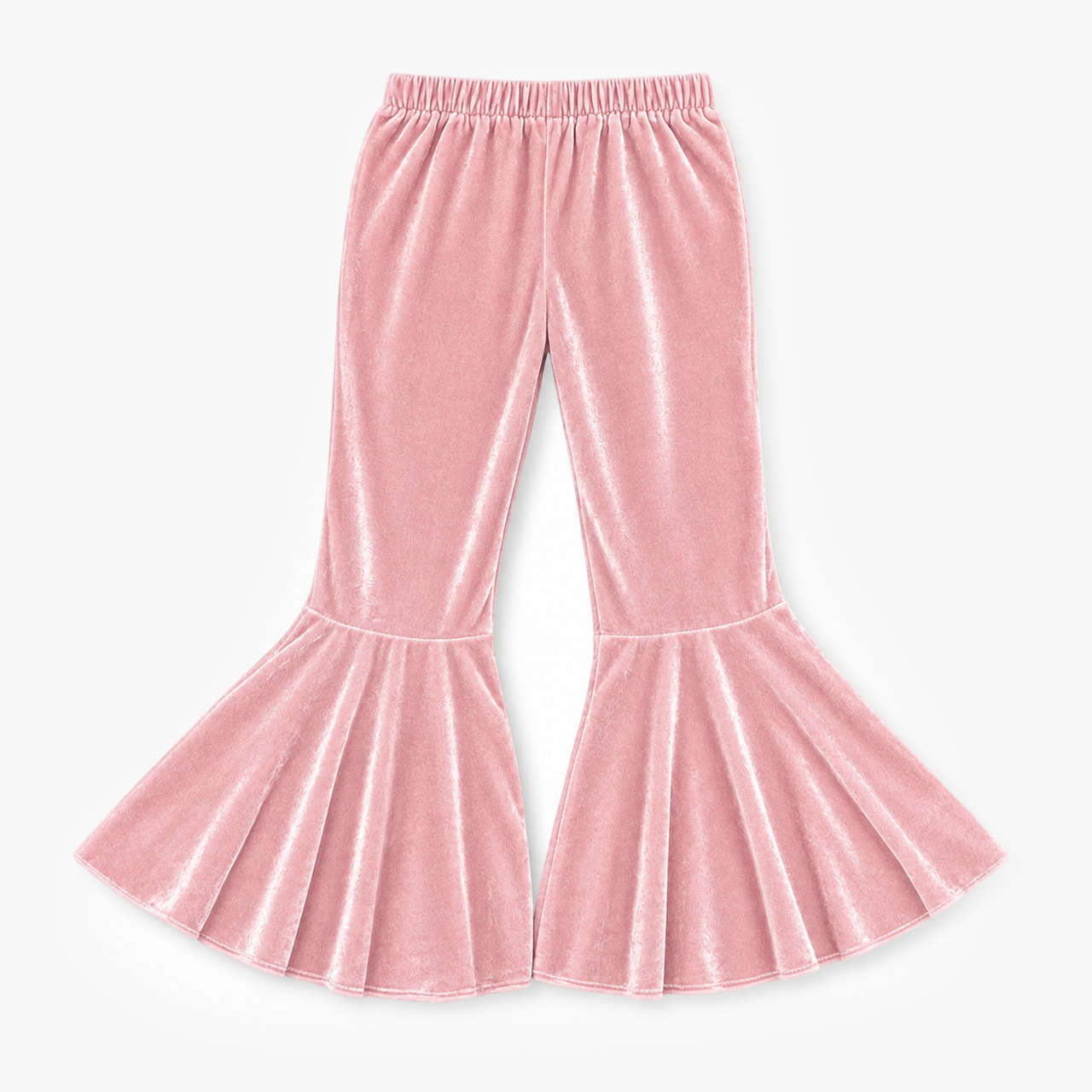 Girls' Pink Velvet Bell Bottom Flare Pants