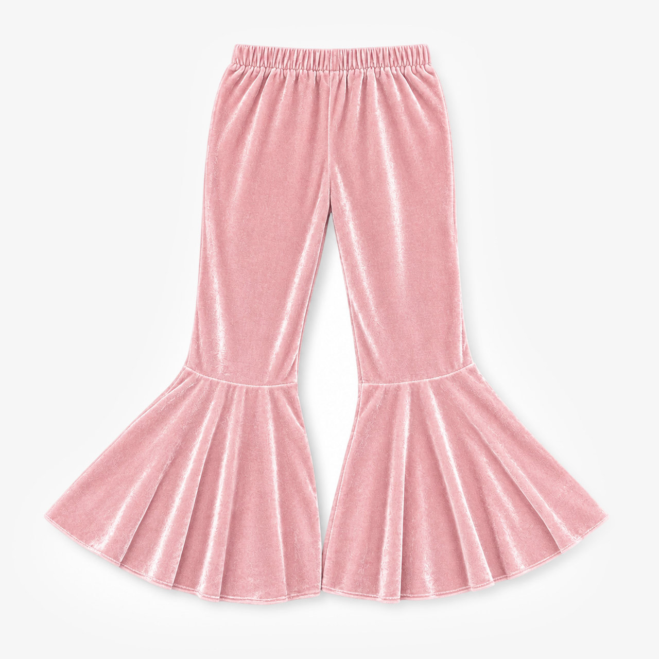 Girls' Pink Velvet Bell Bottom Flare Pants