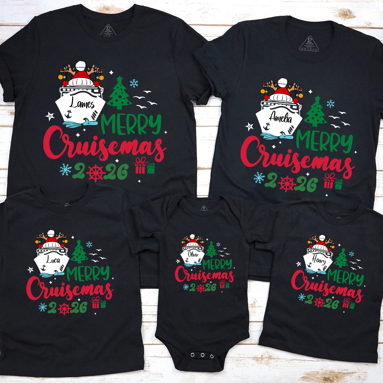 2025 Personalized Christmas Cruise Name Christmas Family Matching T-Shirts Beepumpkin