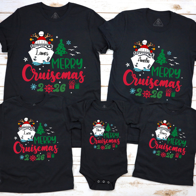 2025 Personalized Christmas Cruise Name Christmas Family Matching T-Shirts Beepumpkin