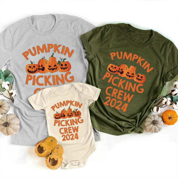 Pumpkin Picking Crew Halloween Matching Shirts