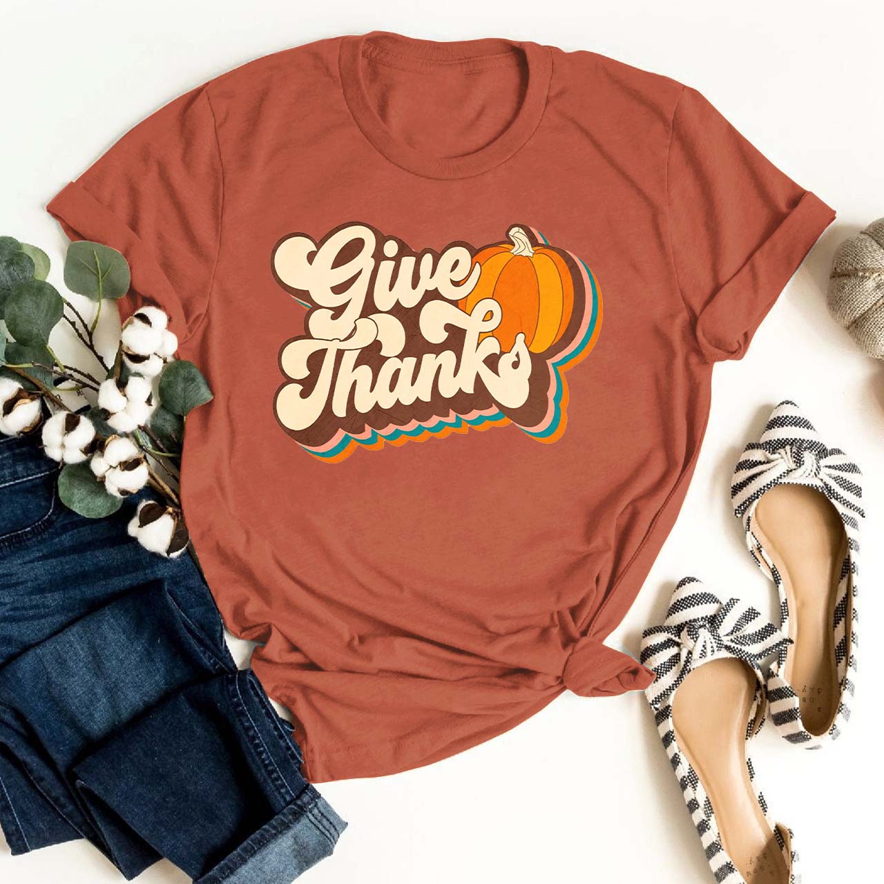 Vintage Give Thanks Fall Shirts