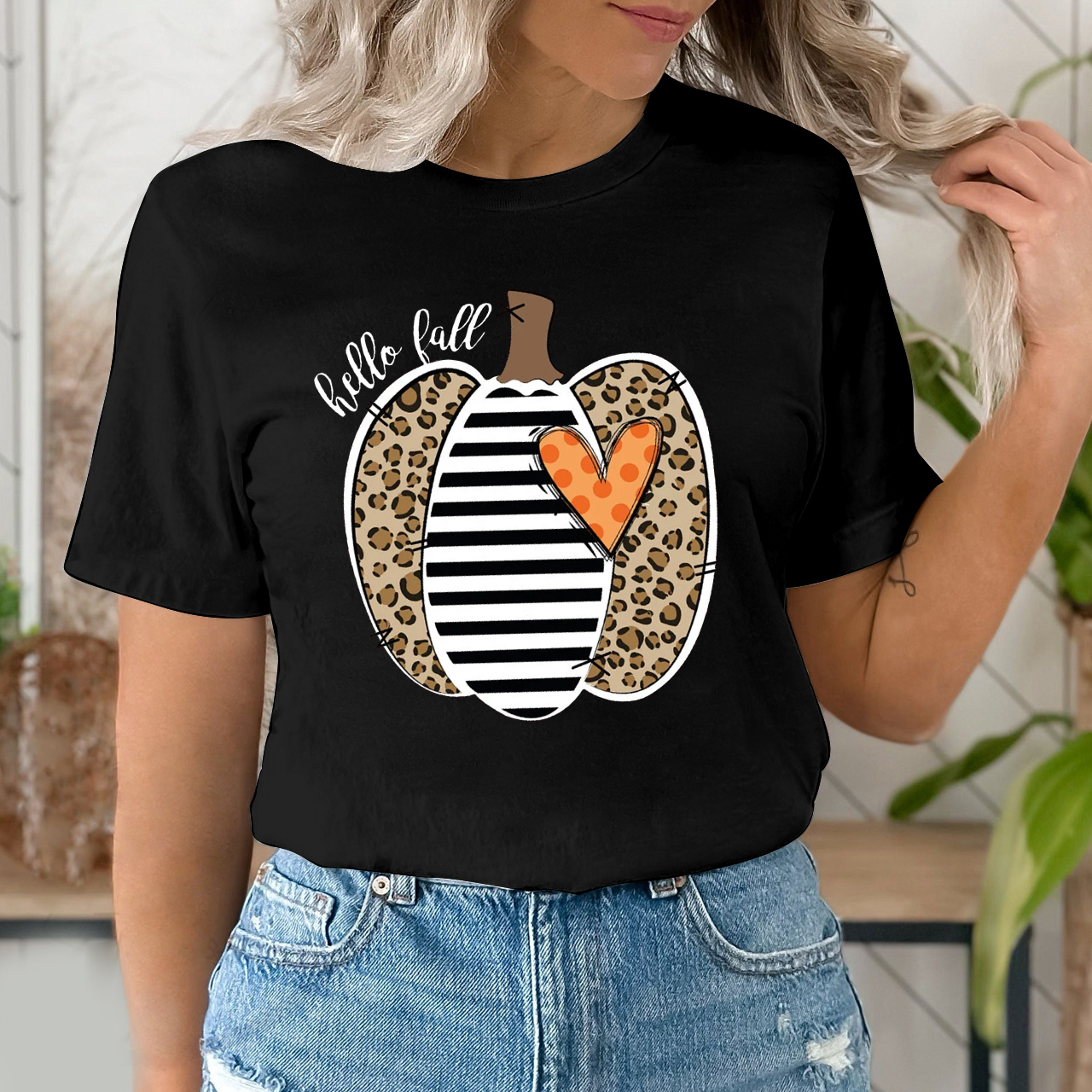 Cute Fall Graphic Pumpkin Shirt For Her