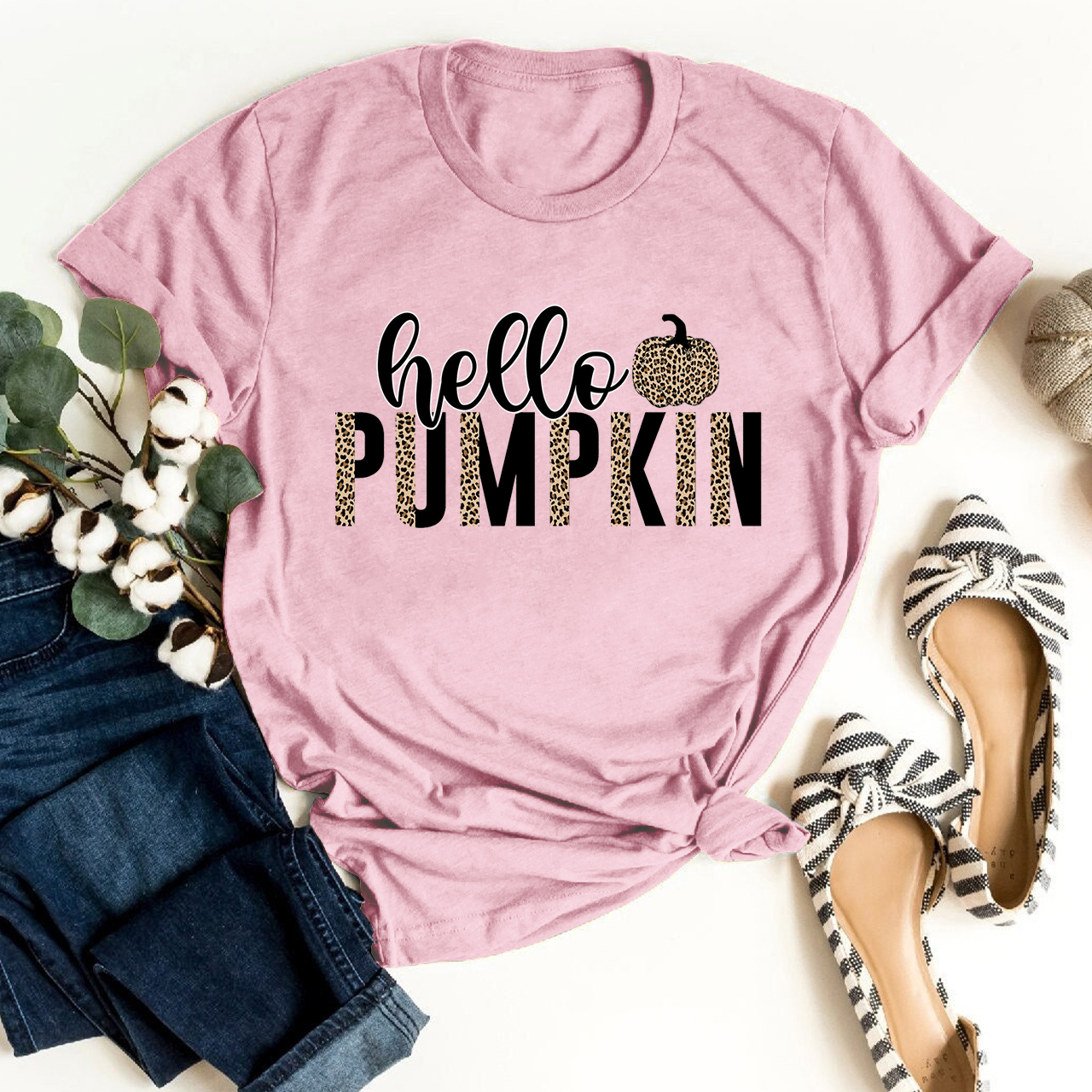 Hello Pumpkin Leopard Print Shirt For Her