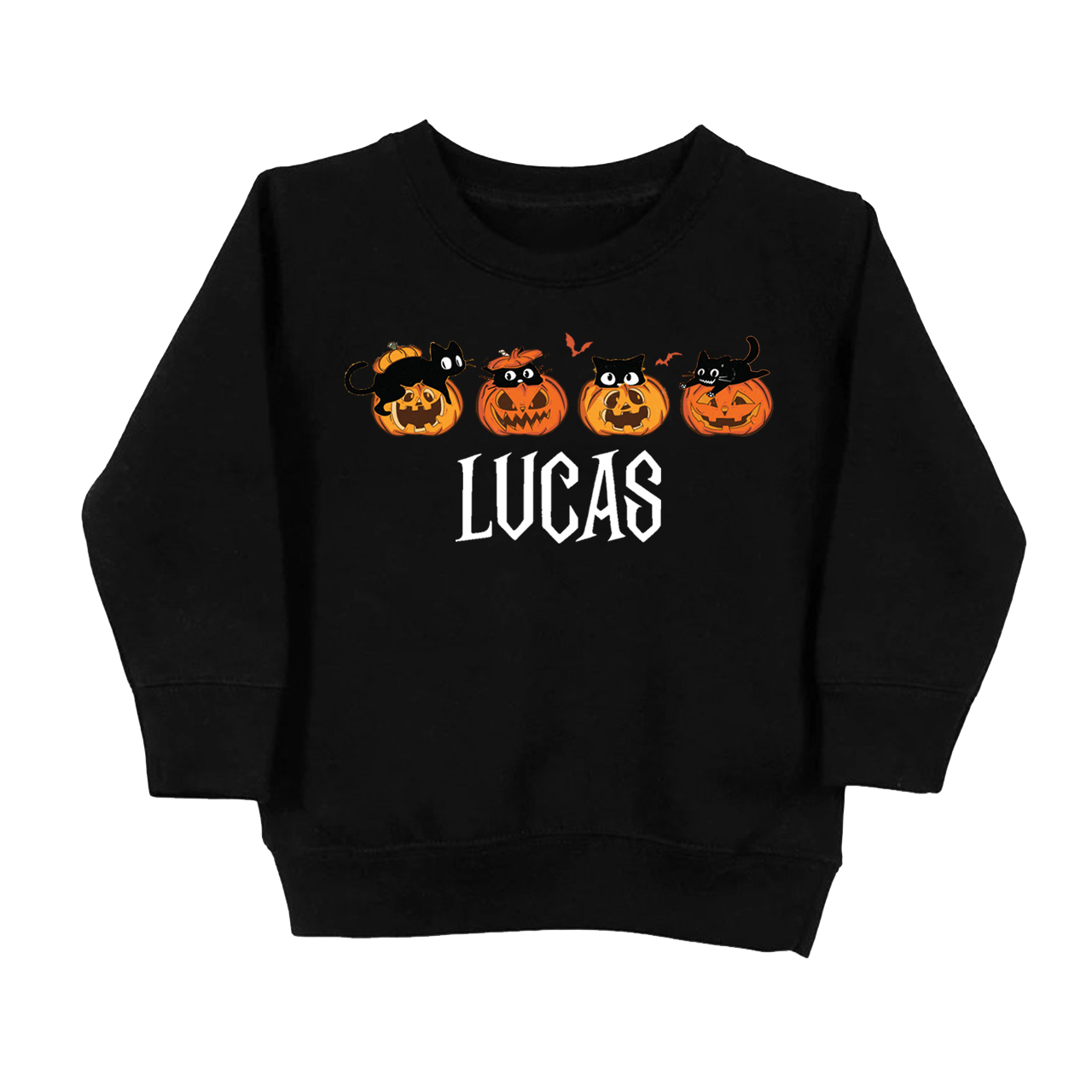 Halloween Pumpkin And Cat Kids Sweatshirt