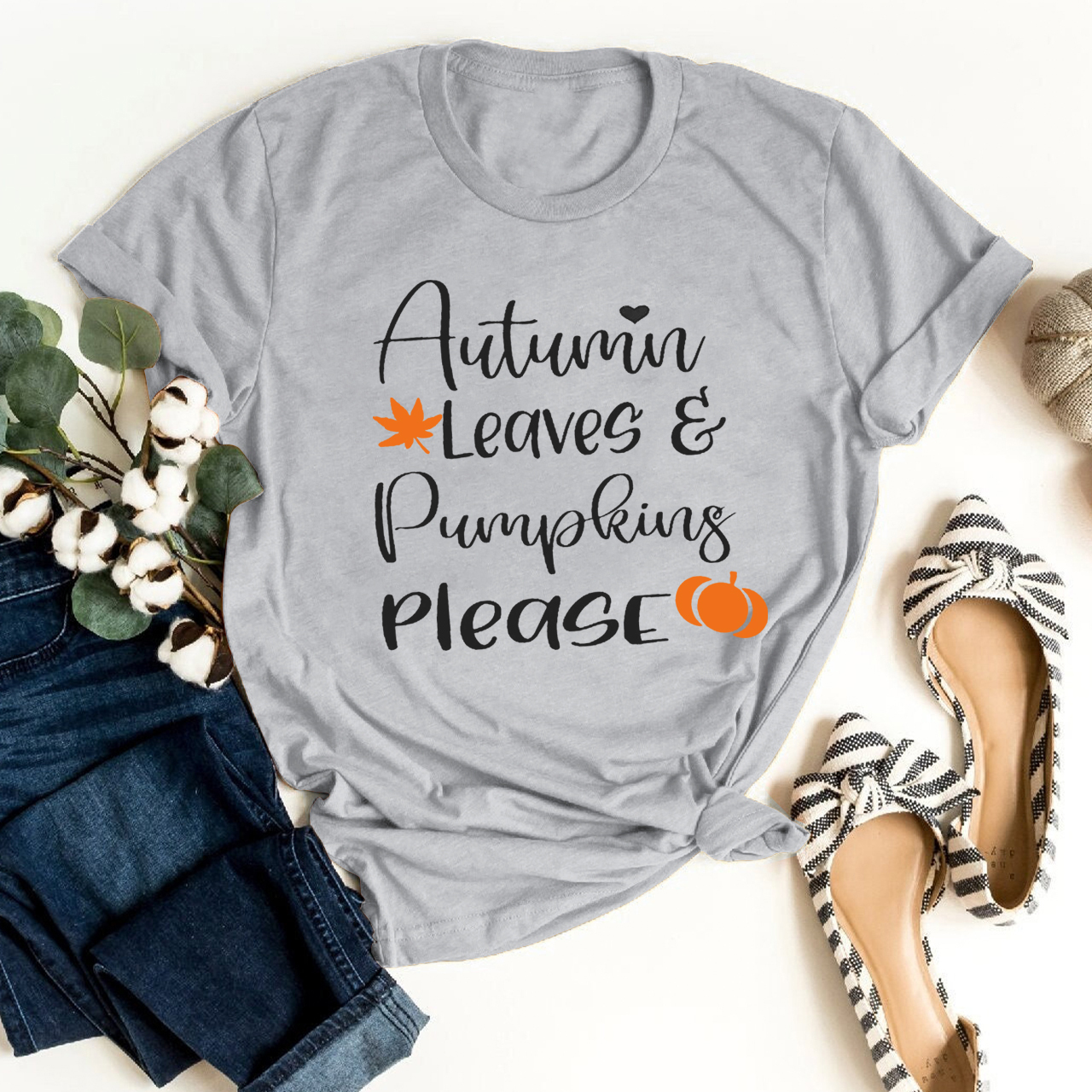 Autumn Leaves and Pumpkins Please Shirt 