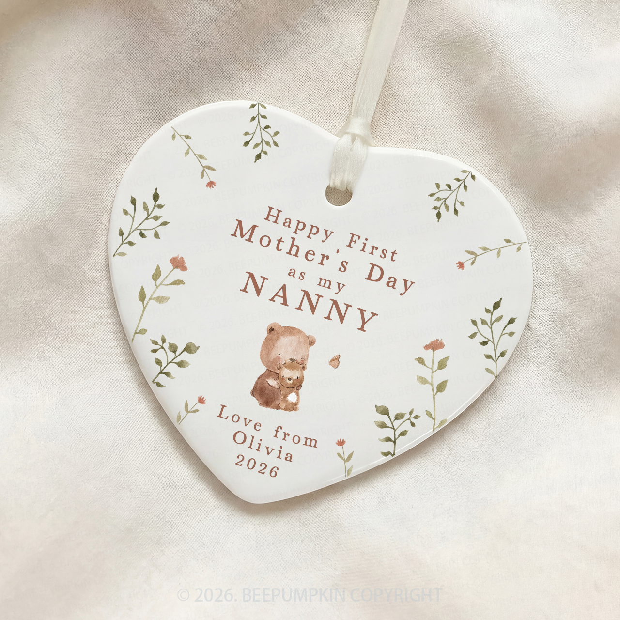Personalised First Mother's Day Bear Ornament Beepumpkin