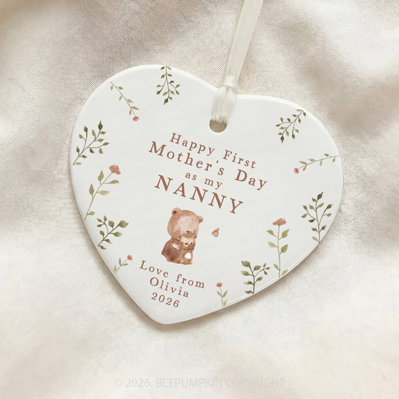 Personalised First Mother's Day Bear Ornament Beepumpkin