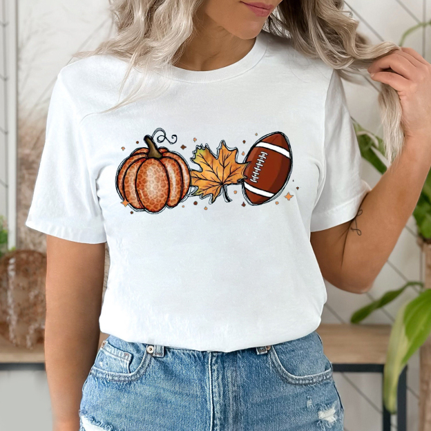 Fall Leaf And FootballShirt For Her