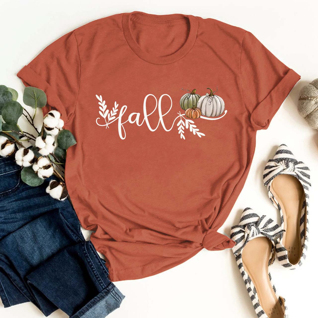 Simple Fall Pumpkins Shirt For Her