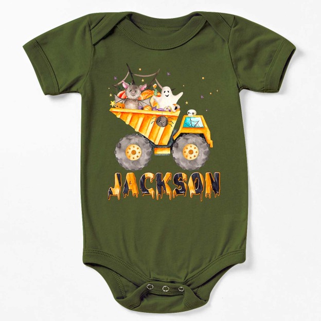 Personalized Dump Truck Halloween Bodysuit For Baby