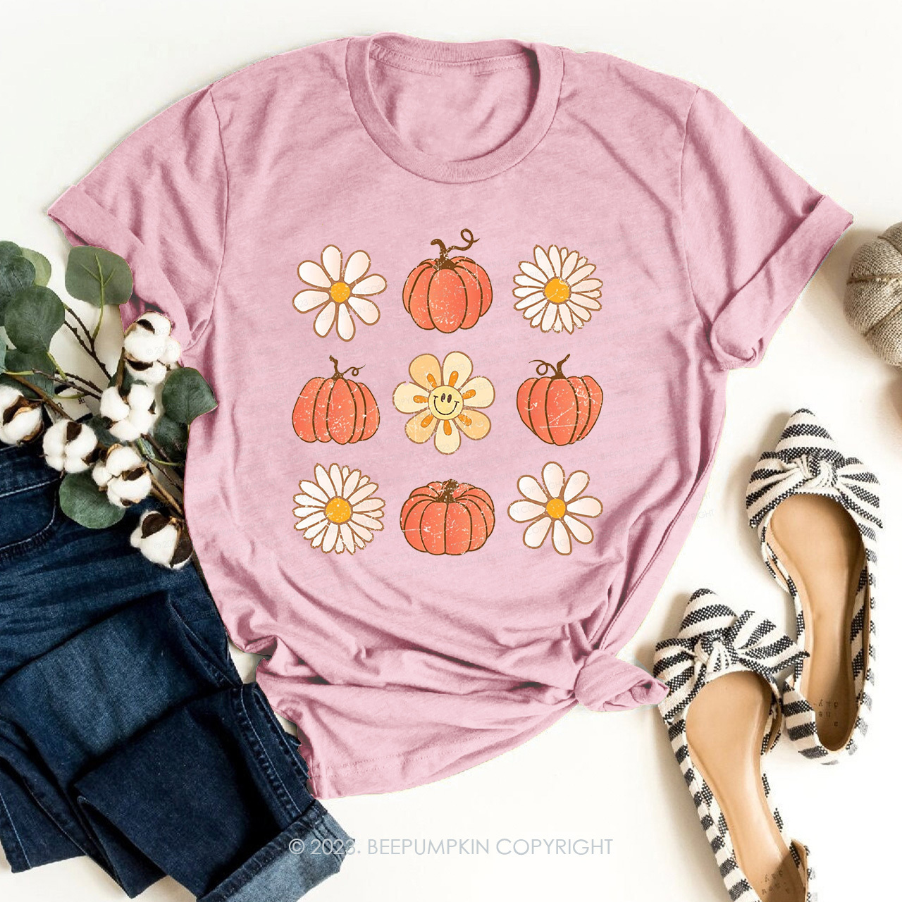 Retro Daisy Fall Pumpkin Shirts