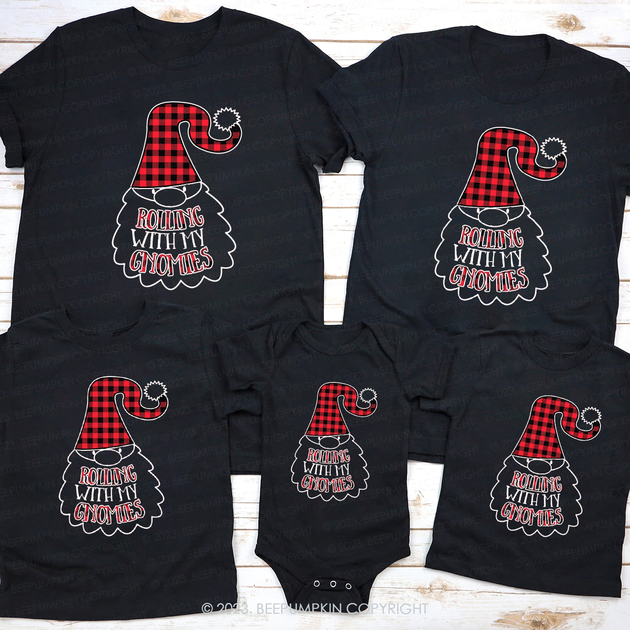 Christmas Gnomes Family Shirts - Rolling With My Gnomies