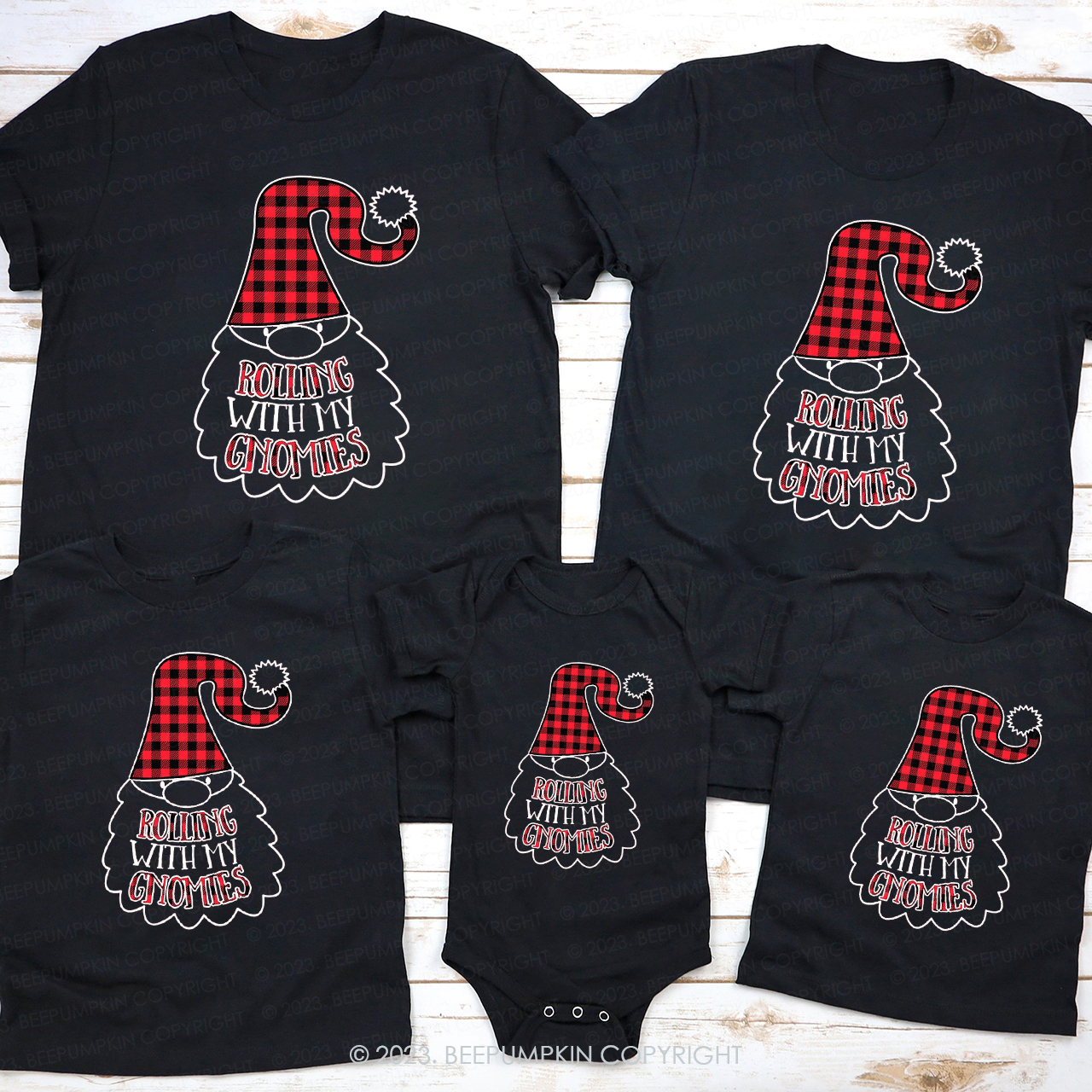Christmas Gnomes Family Shirts - Rolling With My Gnomies