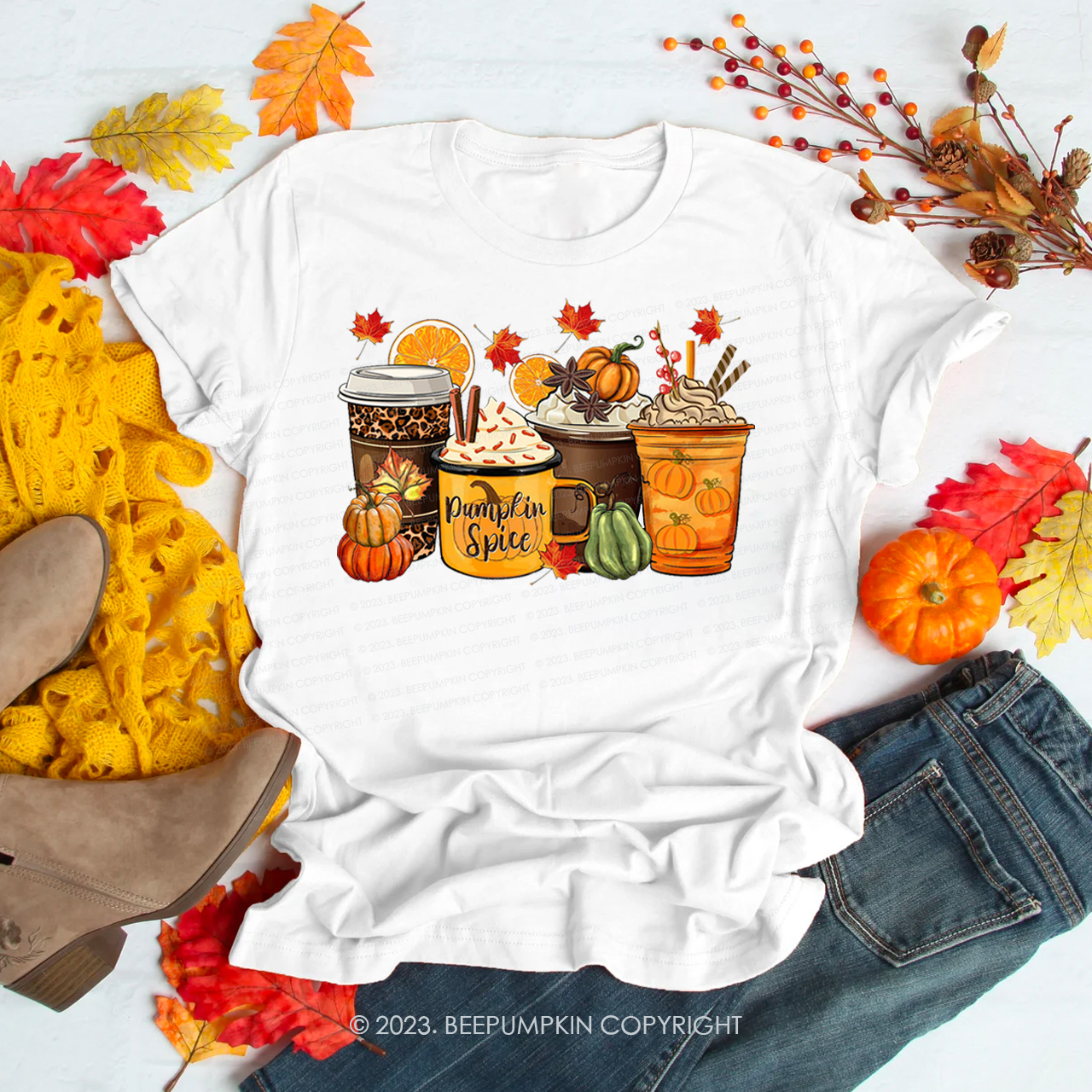 Retro Coffee And Maple Leaf Fall Shirts