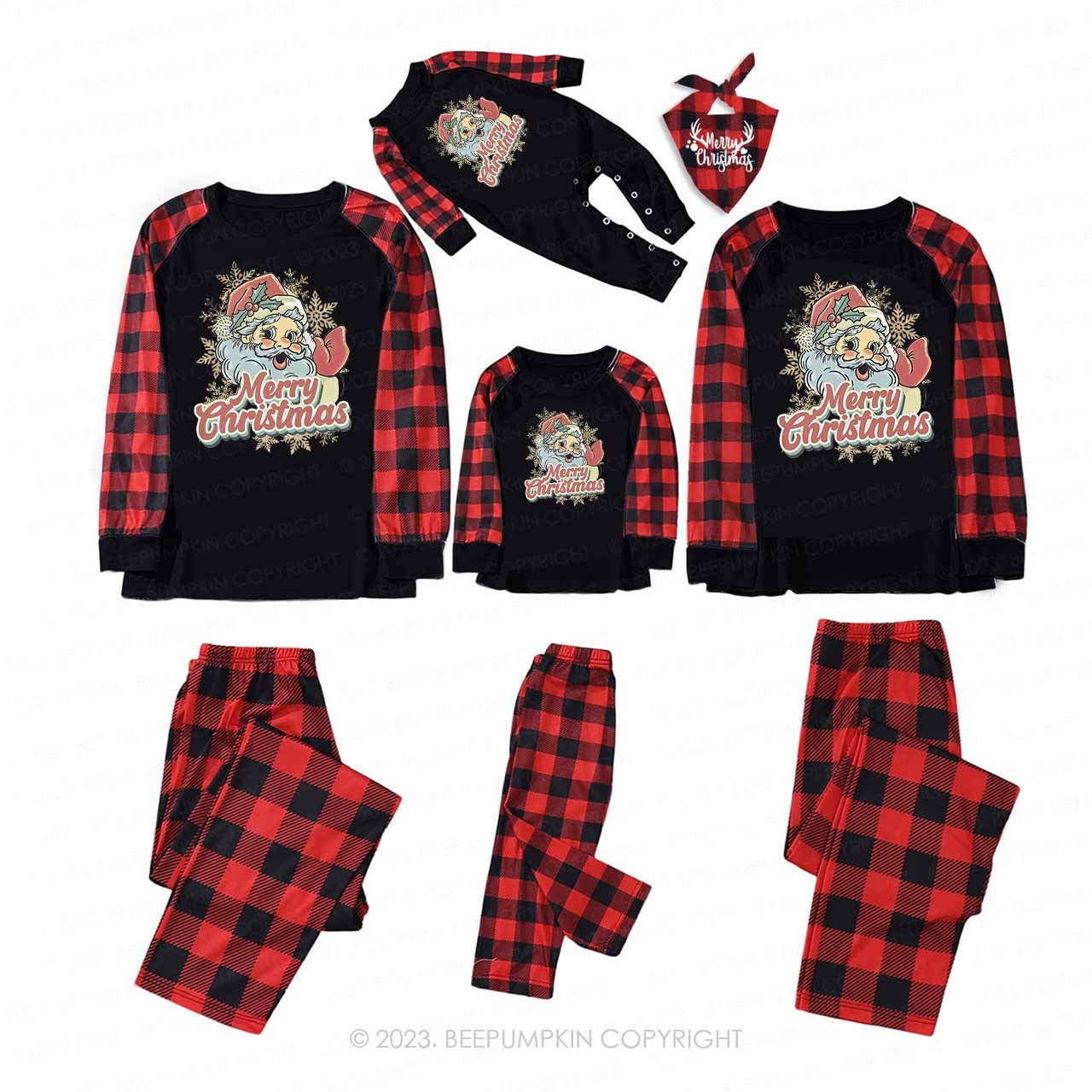 Merry Christmas Vintage Santa Family Matching Pajamas Beepumpkin