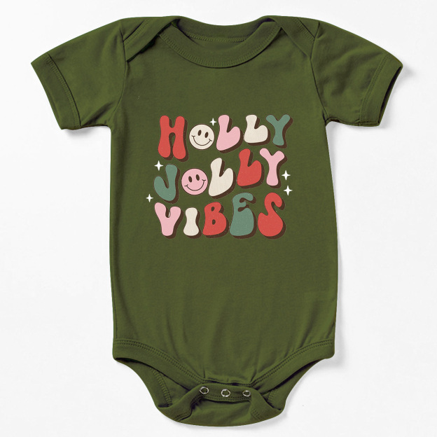 Cute Natural Holly Jolly Vibes Bodysuit For Baby