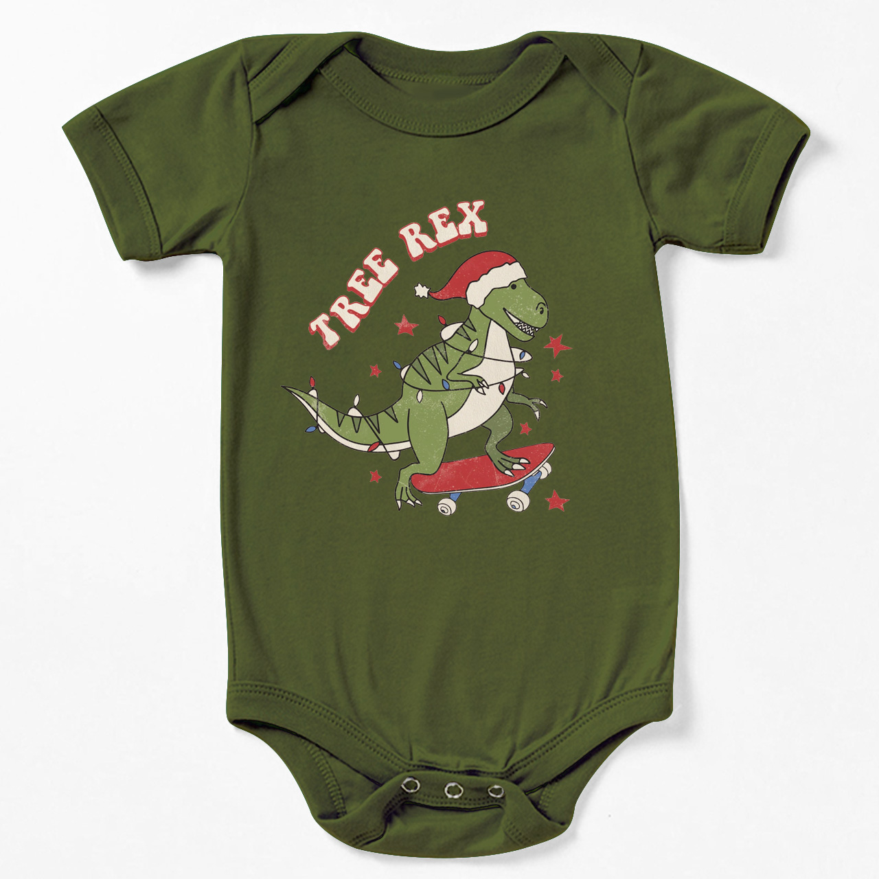 Tree Rex Retro Baby Christmas Bodysuit
