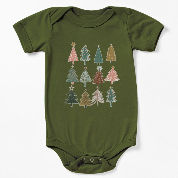 Holiday Natural Christmas Trees Bodysuit For Baby Beepumpkin