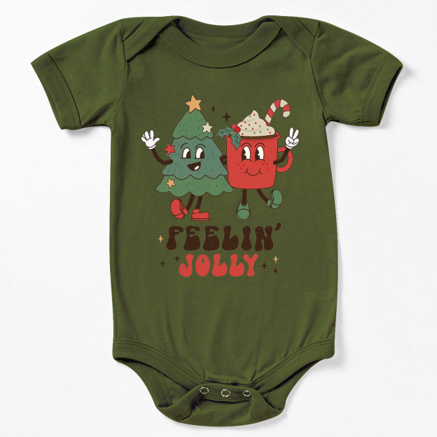Feelin Jolly Christmas Natural Bodysuit For Baby Beepumpkin
