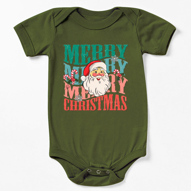 Merry Christmas Cute Santa Natural Bodysuit For Baby Beepumpkin