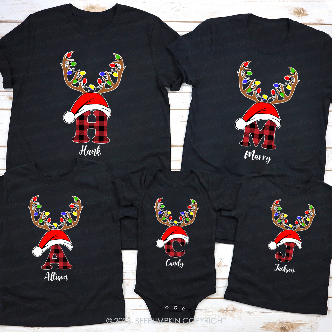 Personalized Buffalo Plaid Monogrammed Christmas Shirts Beepumpkin