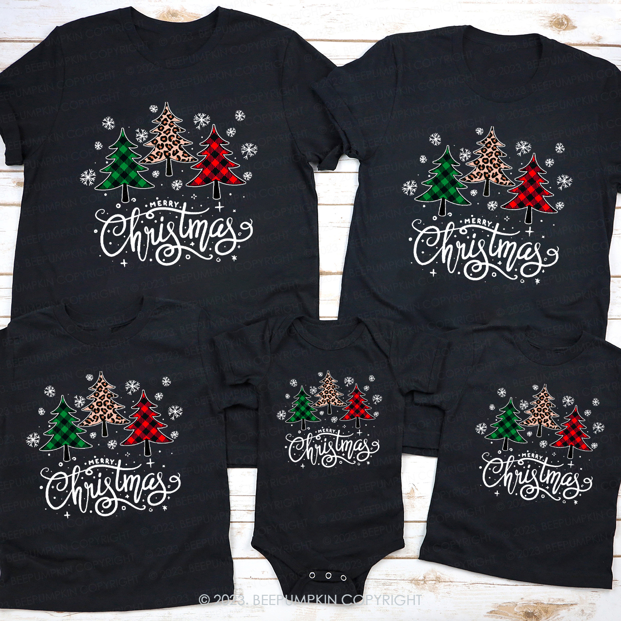 Leopard Print Christmas Tree Family Matching Shirts Beepumpkin