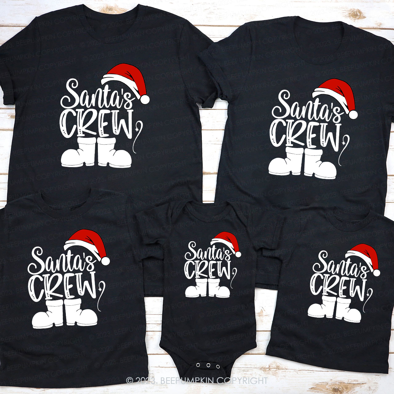 Santa's Crew Christmas Crew Family Matching Shirts Beepumpkin
