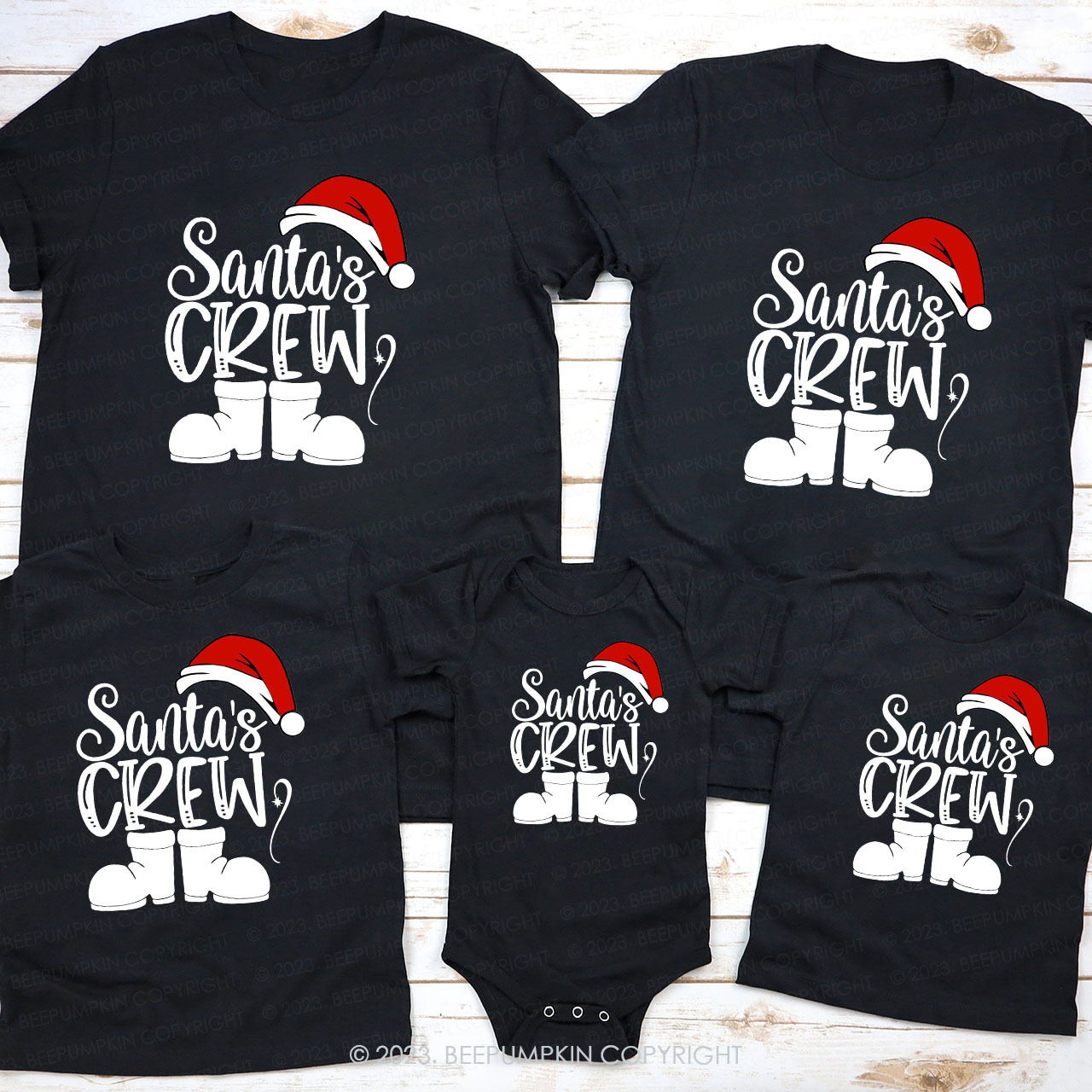 Santa's Crew Christmas Crew Family Matching Shirts Beepumpkin