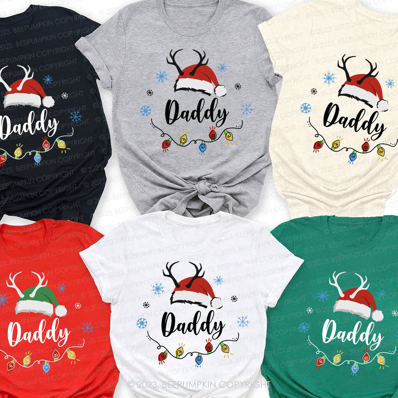 Christmas Family Red Santa Hat Family Matching Shirts Beepumpkin