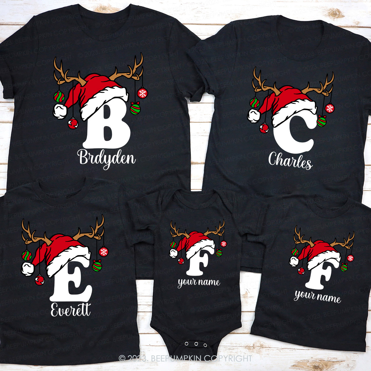 Personalized Christmas Alphabet Family Matching Shirts Beepumpkin