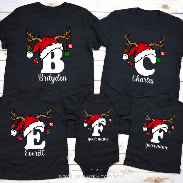 Personalized Christmas Alphabet Family Matching Shirts Beepumpkin