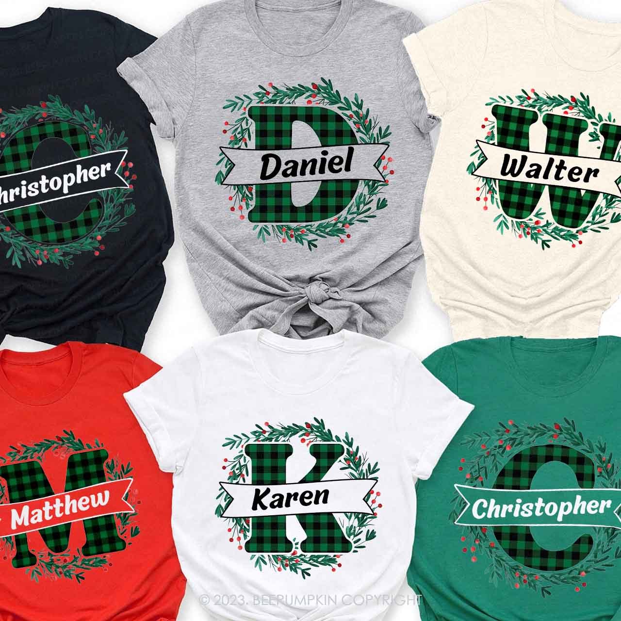 Monogrammed Christmas Family Matching Shirts Beepumpkin