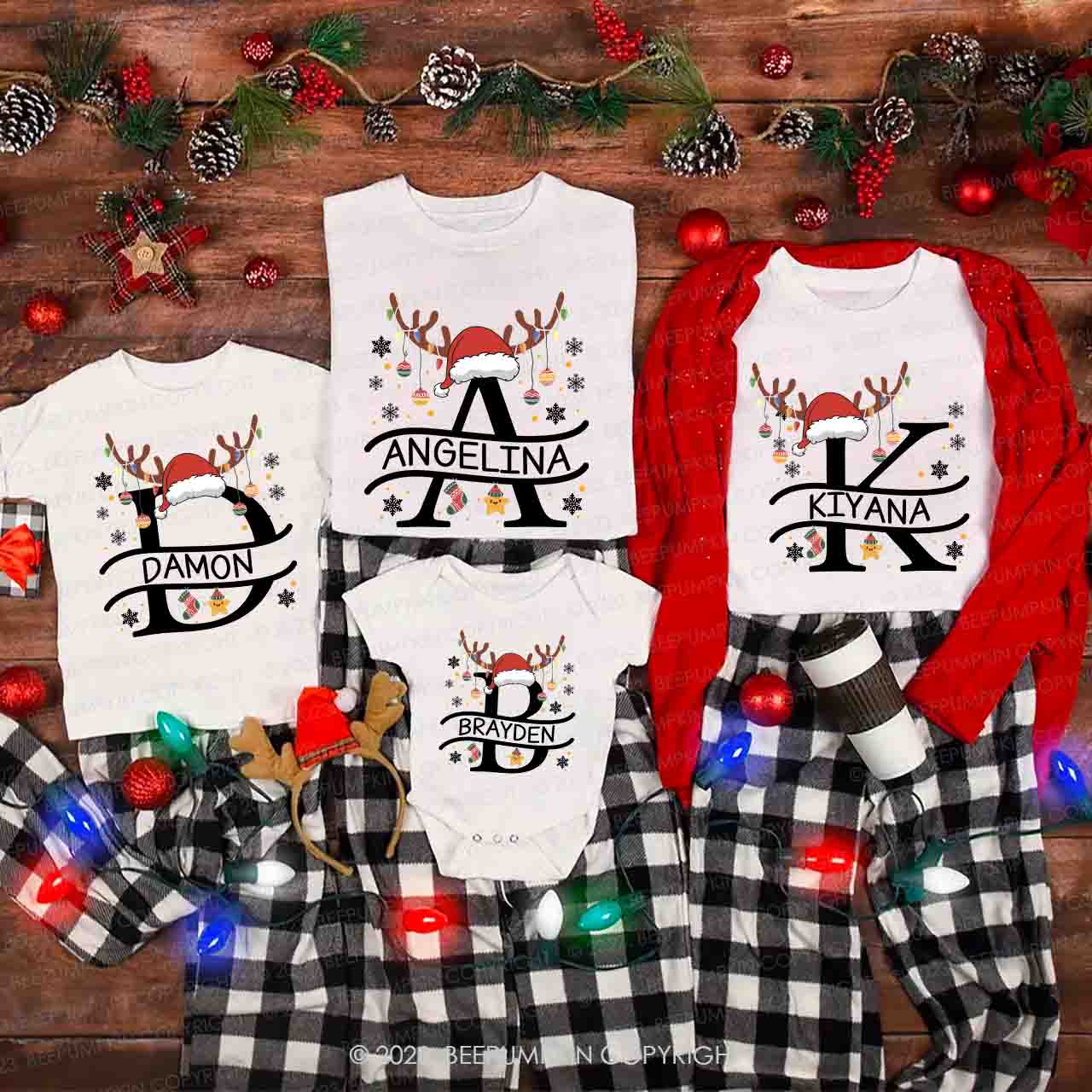 Personalized Christmas Elk Family Matching Shirts Beepumpkin