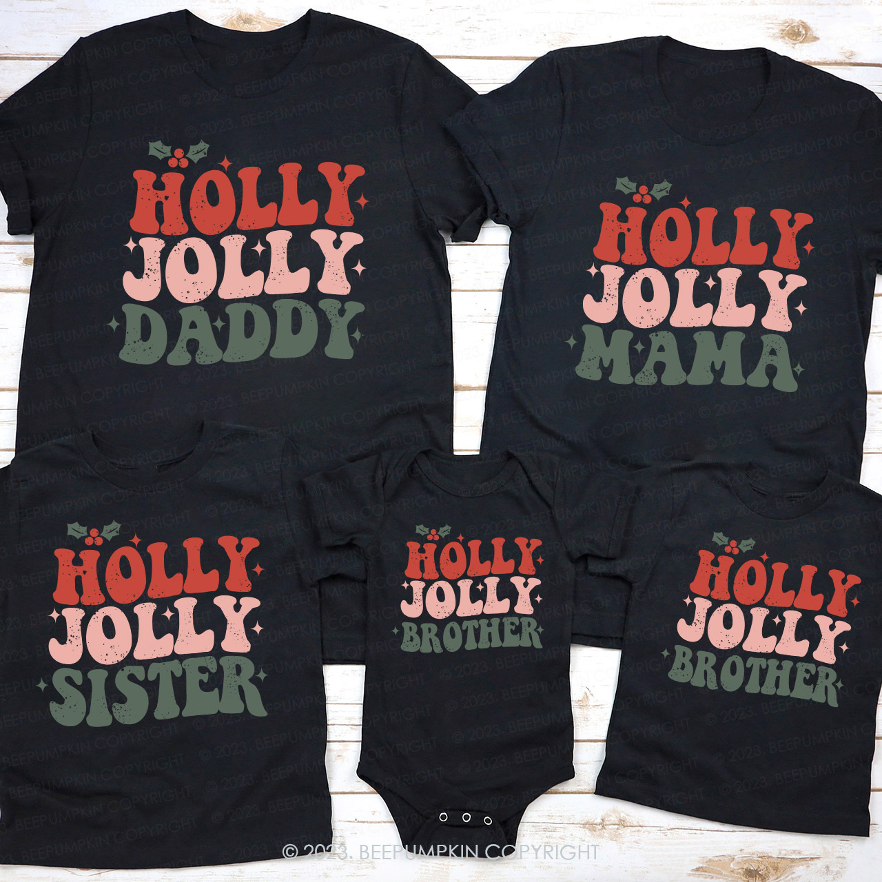 Christmas Hello Jolly Family Matching Shirts Beepumpkin