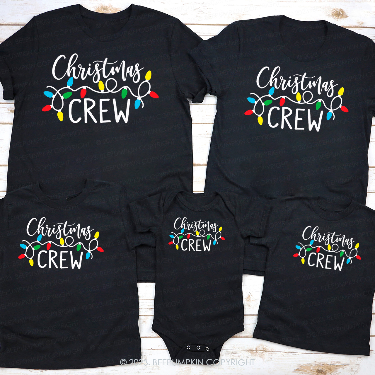 Christmas Lights Crew Family Party Shirts Beepumpkin