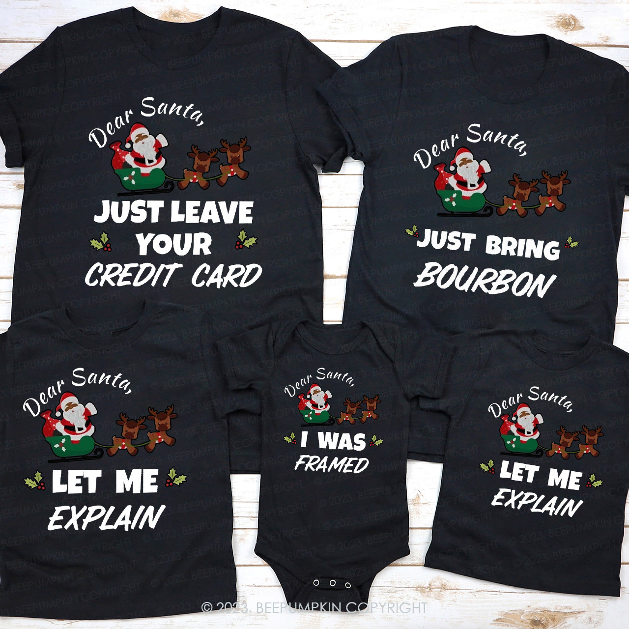 Black Santa Funny Dear Santa Christmas Family Shirts Beepumpkin