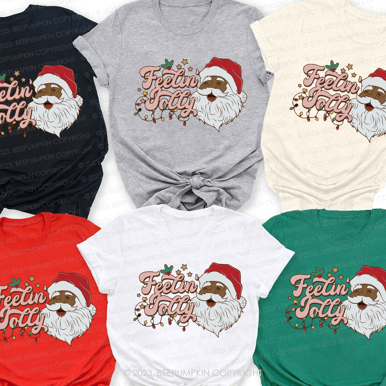 Retro Santa Feeling Jolly Family Matching Christmas Shirts Beepumpkin